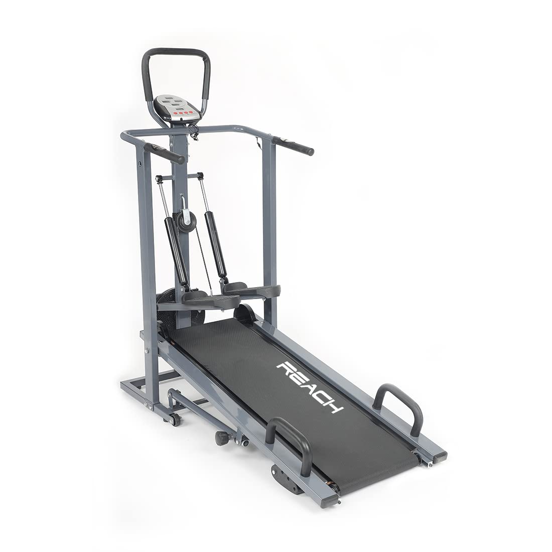 ELEV8 by Reach T-100 Manual Treadmill for Home Gym | 4 in 1 (Jogger, Twister, Stepper & Push-up bar) Foldable Treadmill | 3 Level Manual Incline | for Full Body Workouts | Max Weight 120 Kgs
