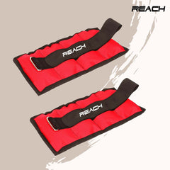 Reach Adjustable Ankle Weights | Cuff Weights| Wrist Weights for Men & Women for Fitness Walking Running Jogging Exercise Gym Workout. (1.5kg, Red)