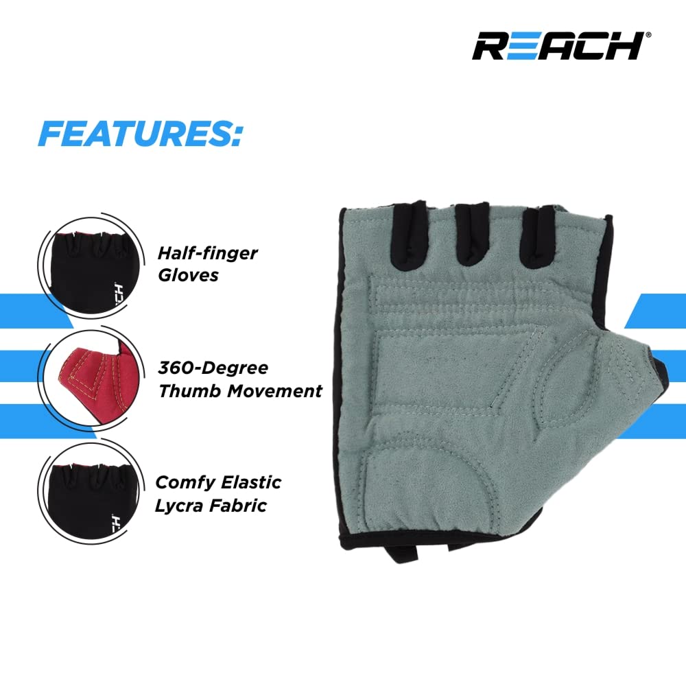 Reach Gym Gloves for Fitness Exercise Training and Workout with Wrist Wrap for Protection with Half-Finger Length for Men & Women (M, Grey)
