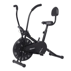 Reach AB-110 BS Air Bike Exercise Cycle with Moving or Stationary Handle | with Back Support Seat | Adjustable Resistance with Cushioned Seat | Fitness Cycle for Home Gym