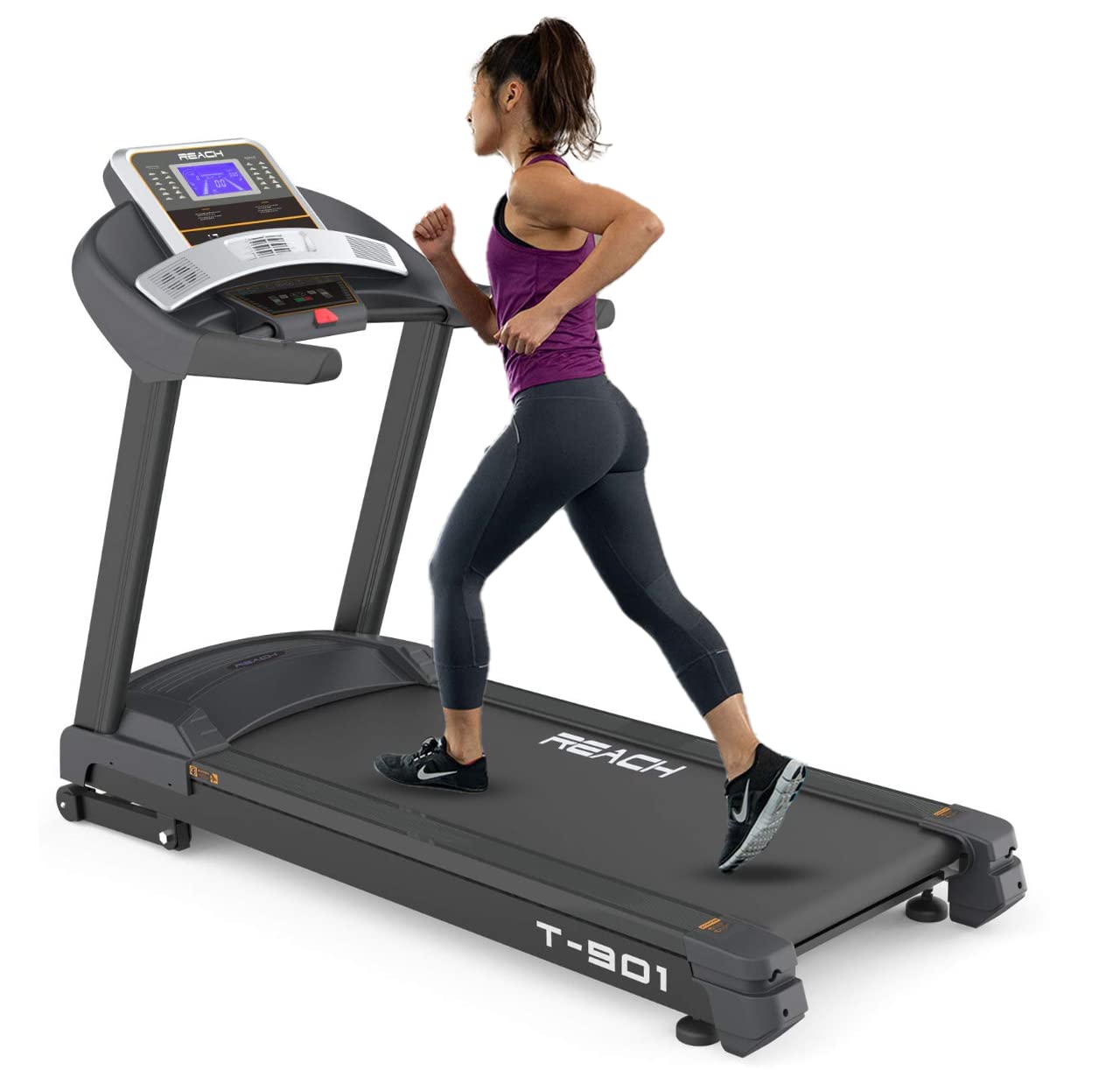Reach T-901 7 HP Peak DC Motor Premium Treadmill | Automatic Incline with Powerful Motor | Home Exercise & Running Machine | LCD Display with 24 Preset Programs | 24 km/hr Max User Weight 130 Kgs