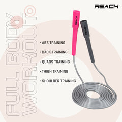 Reach Skipping Rope for Men, Women & Children | Jumping Rope for Exercise, Workout & Weight loss | Best for Home gym| Premium and tangle free Jumping rope (Pink & Grey)
