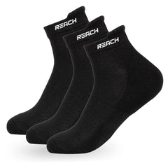 REACH Bamboo Ankle Socks for Men & Women | Breathable Mesh & Odour Free Socks | Sports & Gym Socks | Soft & Comfortable | Pack of 3 | Black