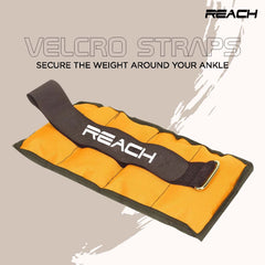 Reach Adjustable Ankle Weights | Cuff Weights| Wrist Weights for Men & Women for Fitness Walking Running Jogging Exercise Gym Workout. (1kg, Orange)