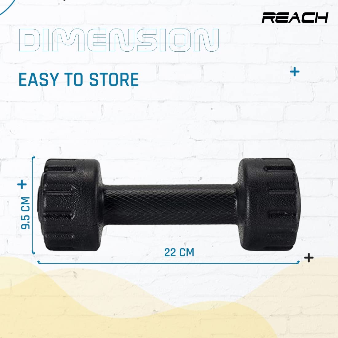 Reach PVC Dumbbell Set Weights| Pack of 2 For Strength Training Home Gym Fitness & Full Body Workout | Easy Grip & Anti- slip Dumbbell for Weight loss (2kg, Black)