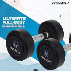 Reach Round Rubber Dumbbells 2.5 Kg Set of 2 for Men & Women | Gym Equipment Set for Home Gym Workout & Exercise | For Strength Training & Fitness Accessories & Tools (Fixed Dumbbells , Black)