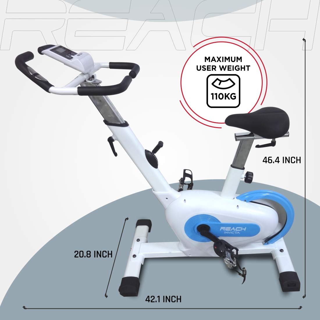 Reach Invicta Spin Bike with 10kg Flywheel | Exercise Cycle for Home Gym | Adjustable Magnetic Resistance for High-Intensity Fitness Workouts | Rear Drive Flywheel | Max User Weight 110kg