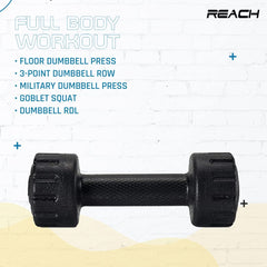 Reach PVC Dumbbell Set Weights| Pack of 2 For Strength Training Home Gym Fitness & Full Body Workout | Easy Grip & Anti- slip Dumbbell for Weight loss (2kg, Black)