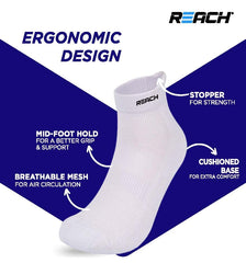 REACH Bamboo Ankle Socks for Men & Women | Breathable Mesh & Odour Free Socks | Sports & Gym Socks | Soft & Comfortable | Pack of 3 | White