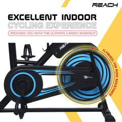 Reach Vision MII PT Spin Bike with 6.5 Kg Flywheel | Pushup Bar & Twister | Adjustable Resistance & LCD Monitor | Ideal for Tummy & Lower Body | Max User Weight 110kg
