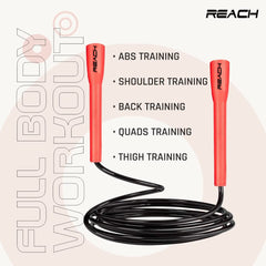 Reach Skipping Rope for Men, Women & Children | Jumping Rope for Exercise, Workout & Weight loss | Best for Home gym| Premium and tangle free Jumping rope (Orange)