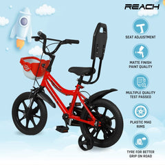 Reach Pluto 14T Juniors Kids Cycle with ‎Training Wheels, for Boys & Girls | 90% Assembled | Frame Size:12 Inch | Ideal for Height: 3 ft + | Ideal for Ages 2-5 Years