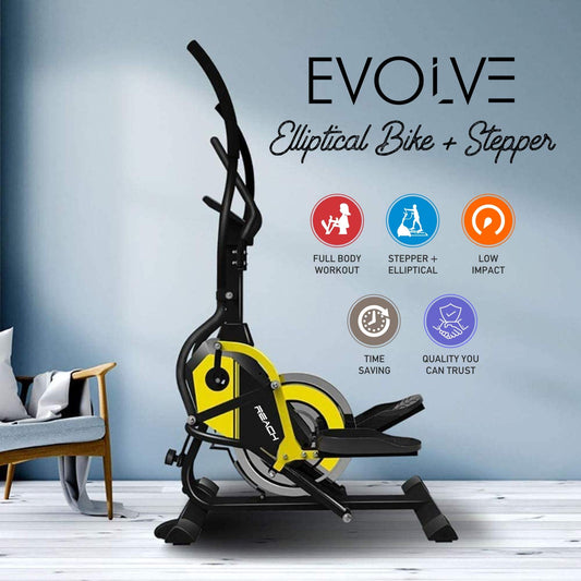 Reach Evolve Elliptical Climber Cross Trainer + Stepper | Best Exercise Fitness Equipment for Home Gym (Magnetic)