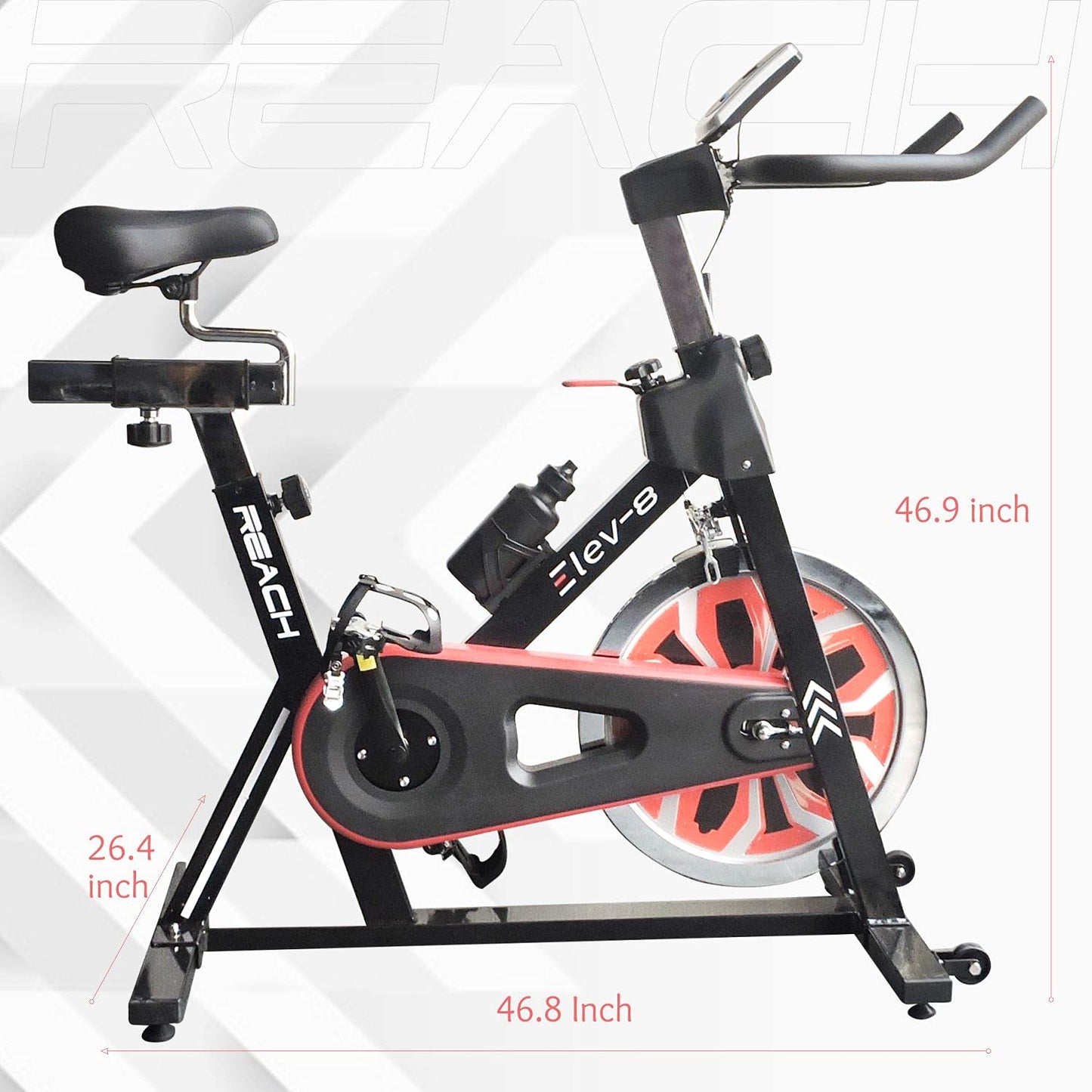 Reach Elev-8 Spin Bike for Home Gym Exercise Cycle with Ajustable Seat and Handle | Best at Home Gym Equipment for Fitness Training Wool Felt Resistance [18 kg Flywheel]