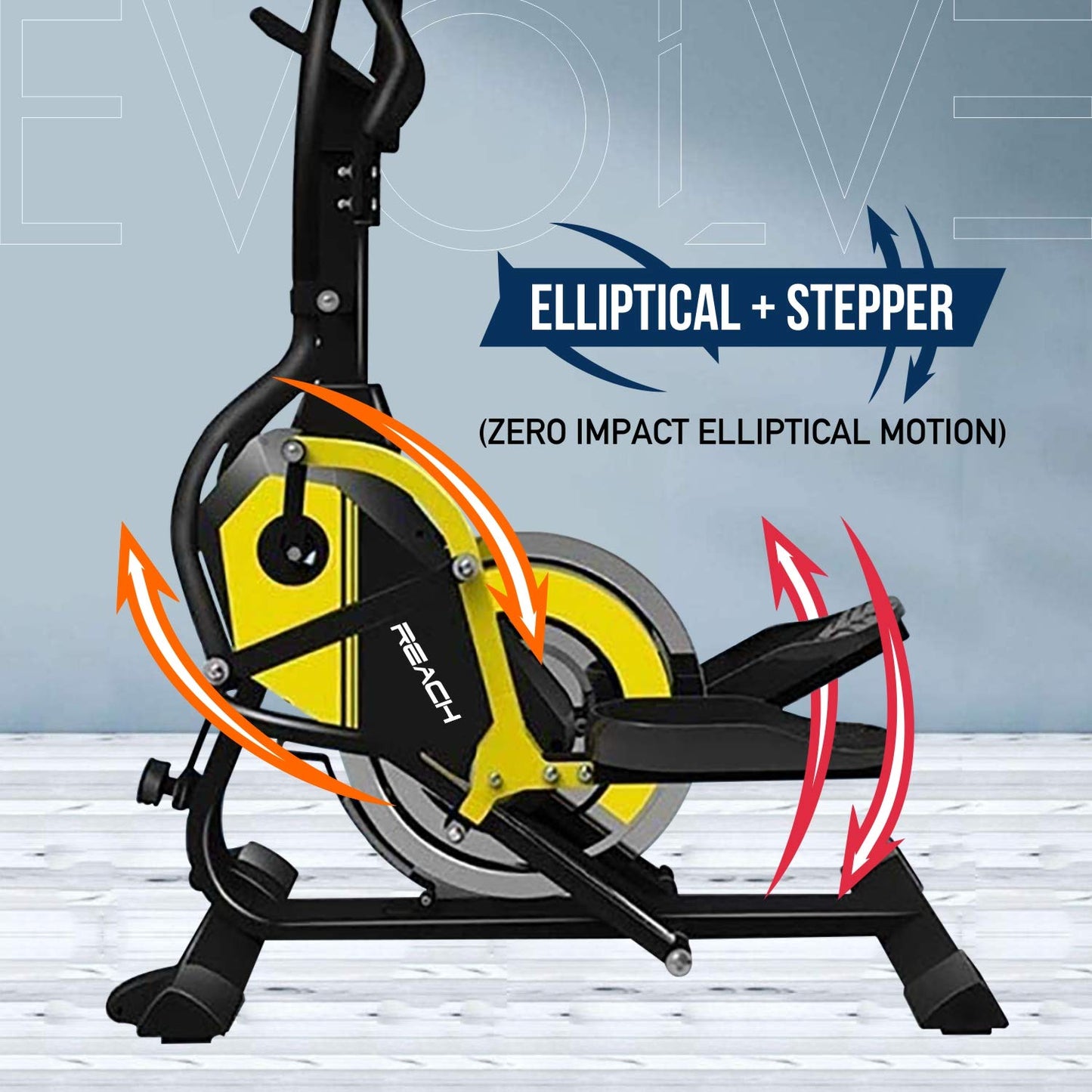 Reach Evolve Elliptical Climber Cross Trainer + Stepper | Best Exercise Fitness Equipment for Home Gym (Magnetic)