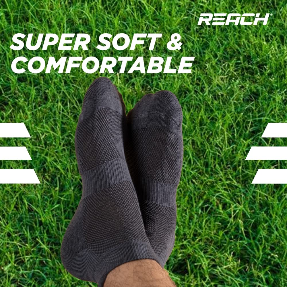 REACH Bamboo Ankle Socks for Men & Women | Breathable Mesh & Odour Free Socks | Sports & Gym Socks | Soft & Comfortable | Pack of 3 | Dark Grey