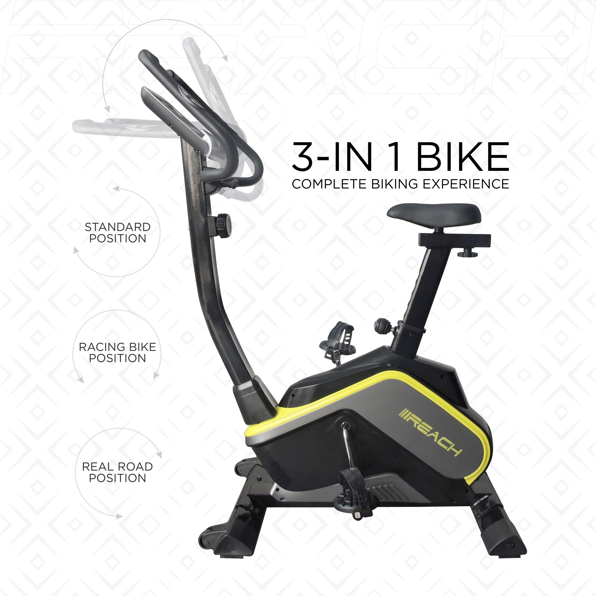 Reach B-400 Magnetic Exercise Cycle with 8 kg Flywheel | Easy on Knees with Adjustable Handles | Electro Magnetic Resistance System suitable for Men & Women of all ages