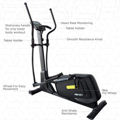 REACH C-500 Elliptical Cross Trainer Machine for Cardio Fitness Strength Conditioning Workout at Home or Gym Exercise | 8 Kg Flywheel