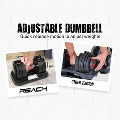 2 pictures contrasting how the TwistLock mechanism of Octane is different from the Bowflex version of adjustable dumbbells.